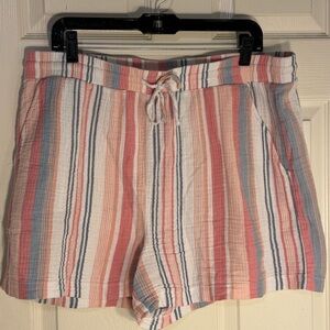 Angels Forever Young Striped Cotton Ladies Shorts, Size Large Muted Color Stripe